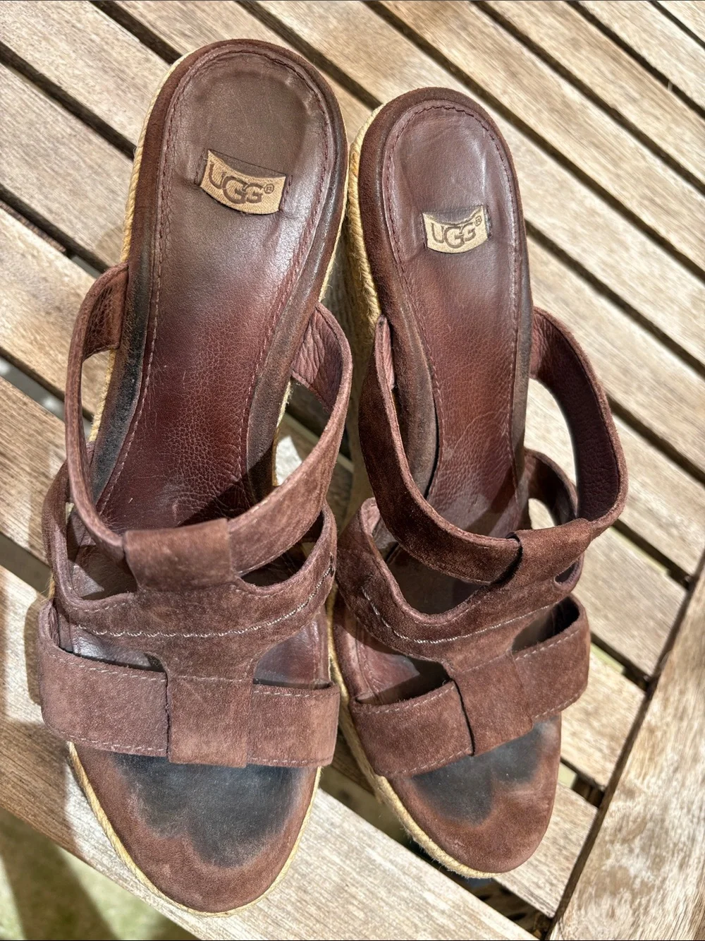 UGG Brown Suede Espadrille Wedge Sandals size 7.5